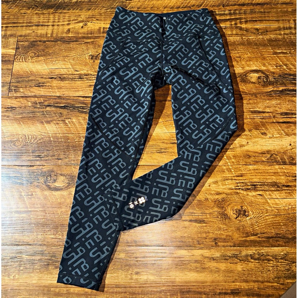 Sweaty Betty Power 7/8 High Rise Logo Print Leggings Black Gray XS 24"